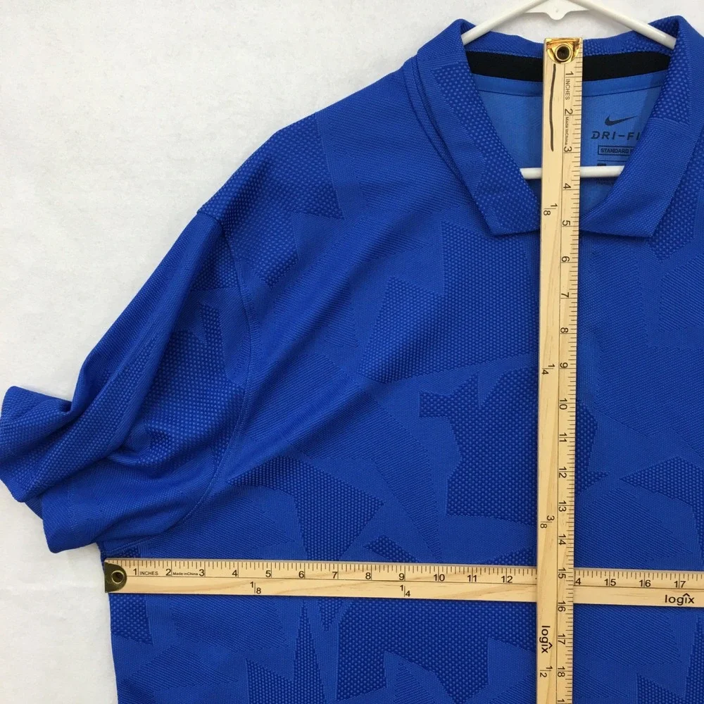 Nike Tiger Woods TW Dri-FIT Golf Polo Shirt Mens XXL Blue Geometric Standard Fit
